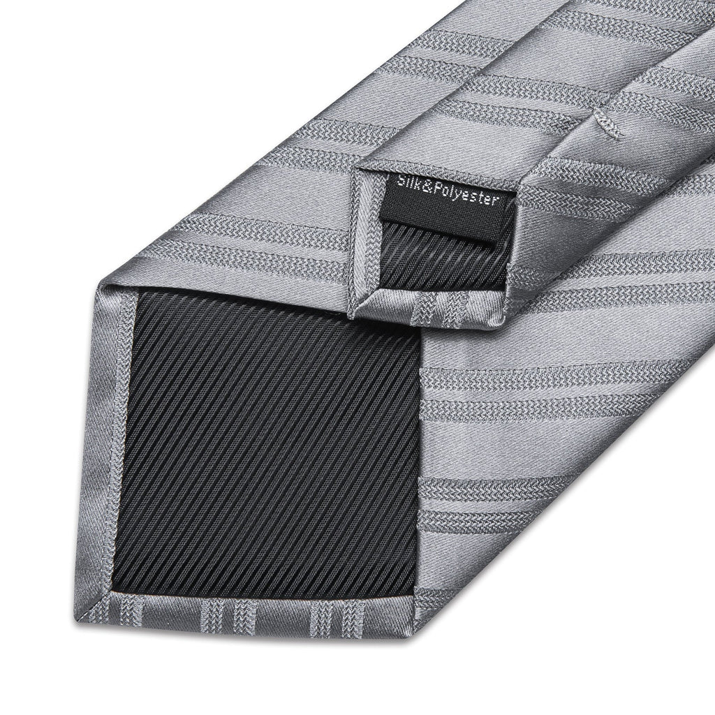 GentCrest Grey Striped Tie Hanky Cufflinks Set - Image 4