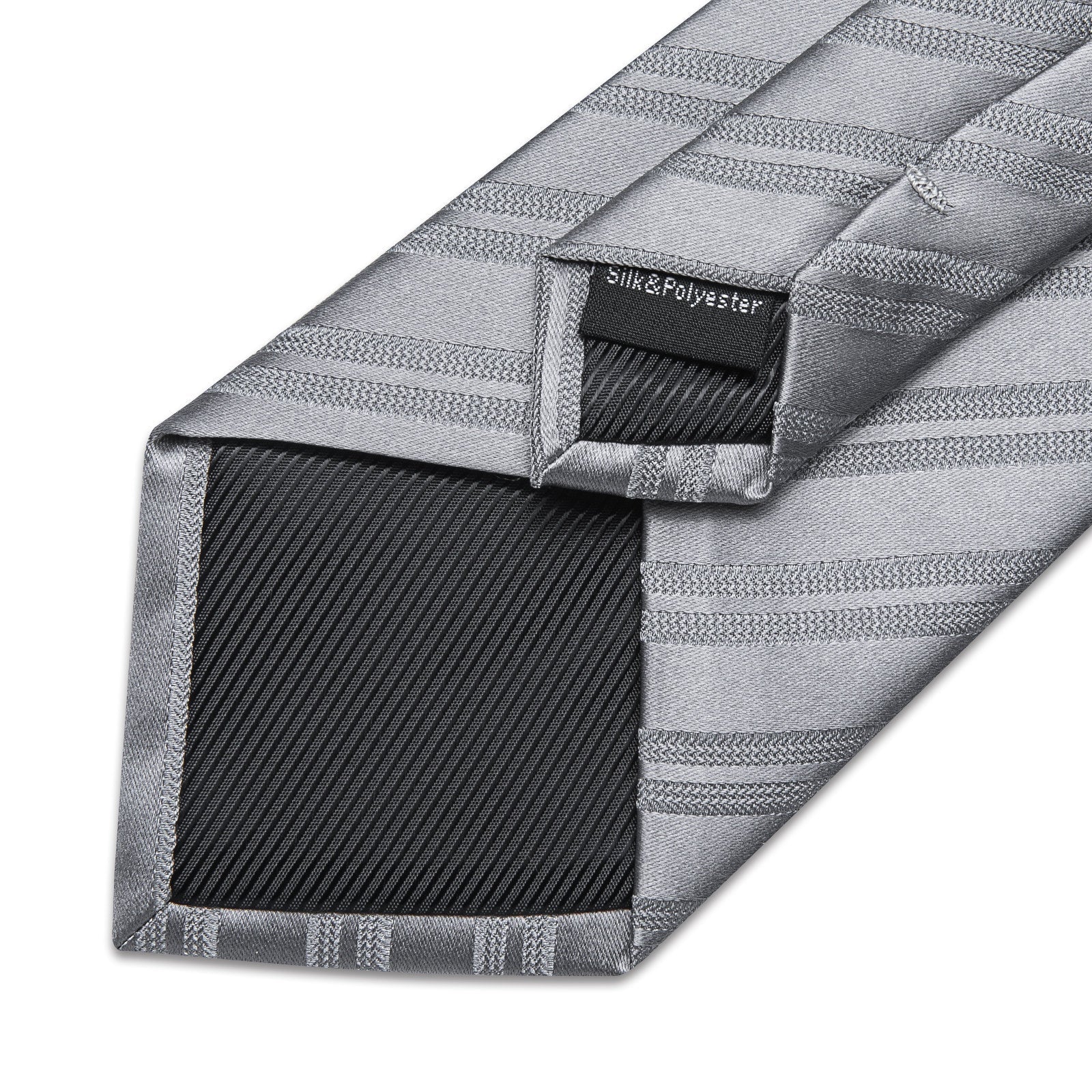 GentCrest Grey Striped Tie Hanky Cufflinks Set - Image 4