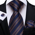 GentCrest Blue Striped Tie Hanky Cufflinks Set - Image 1