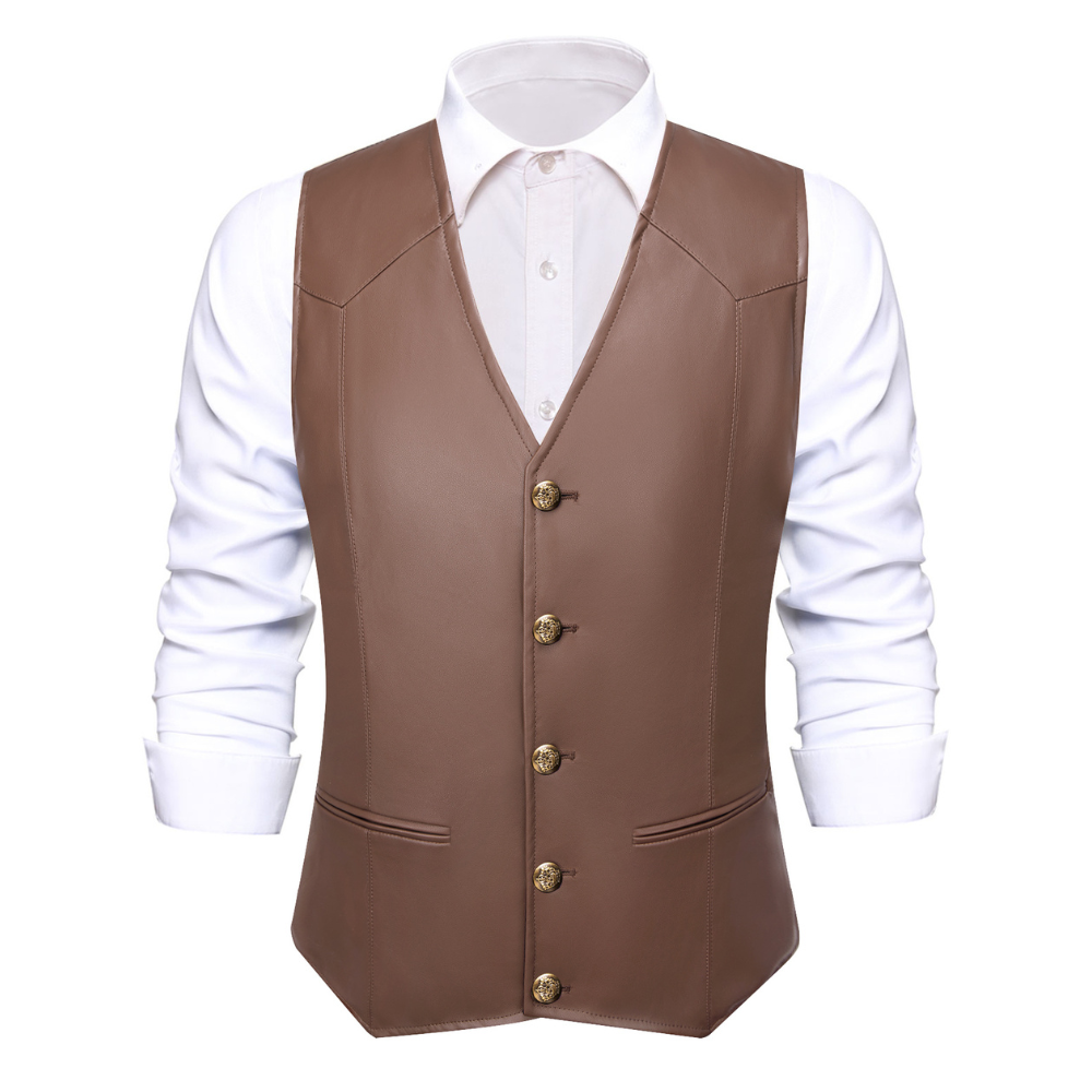 GentCrest Brown Solid Vest Set - Image 1