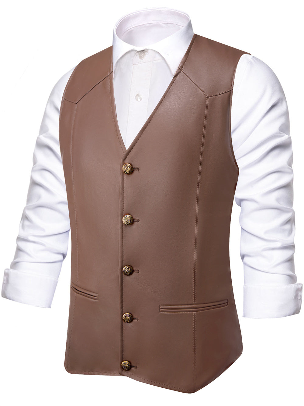 GentCrest Brown Solid Vest Set - Image 2