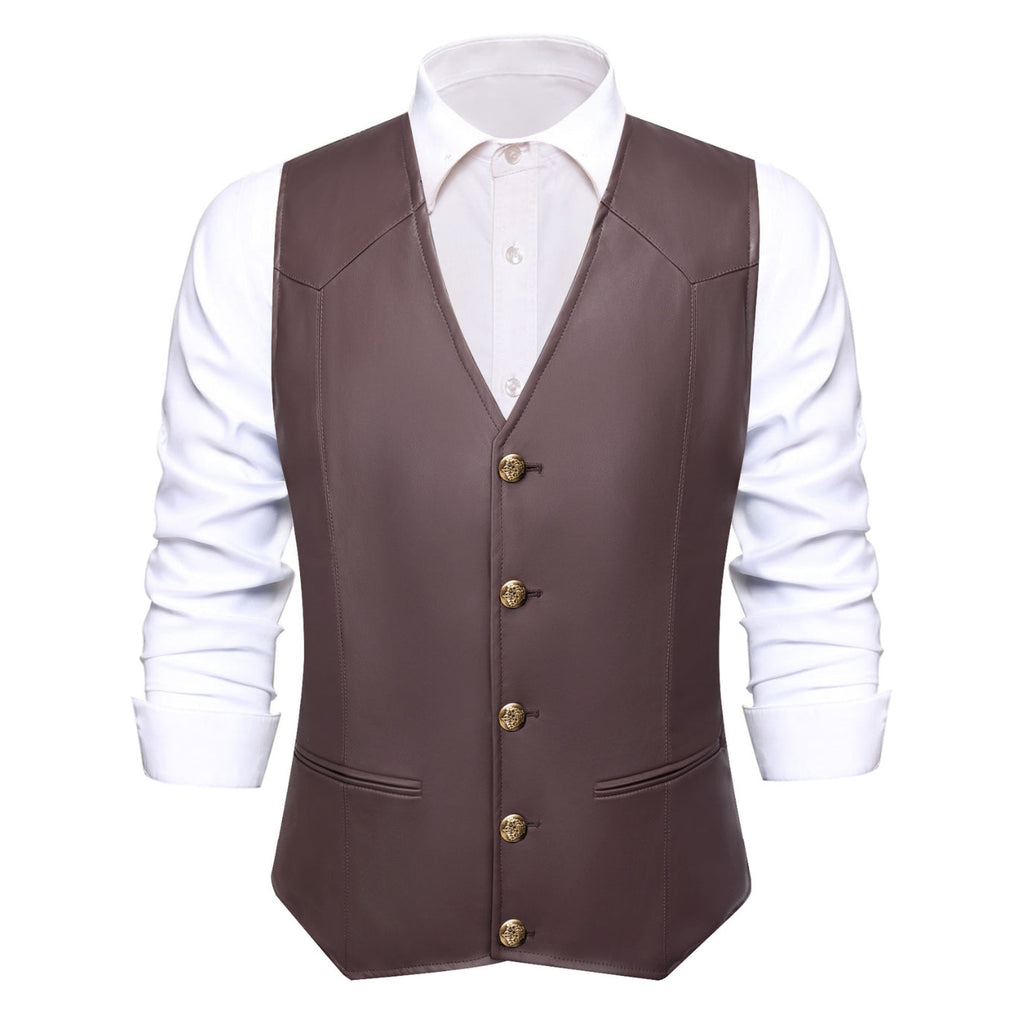 GentCrest Brown Solid Vest Set - Image 1