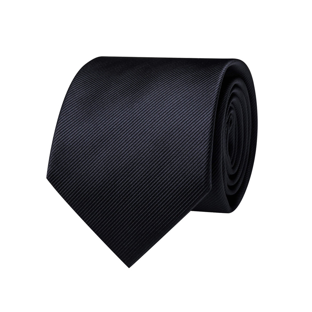 GentCrest Black Solid Tie Hanky Cufflinks Set - Image 1