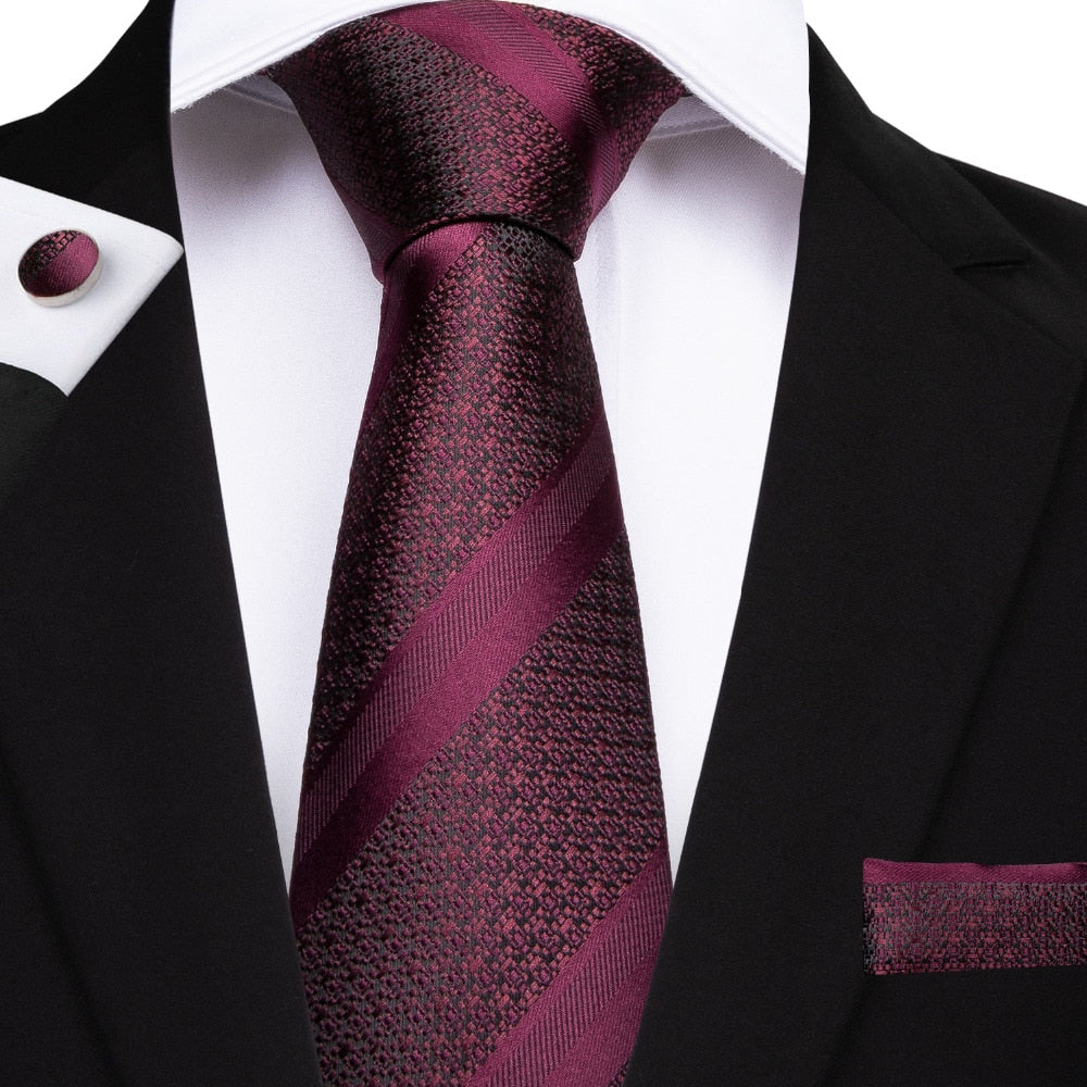 Burgundy Hero Silk Tie Set - GentCrest