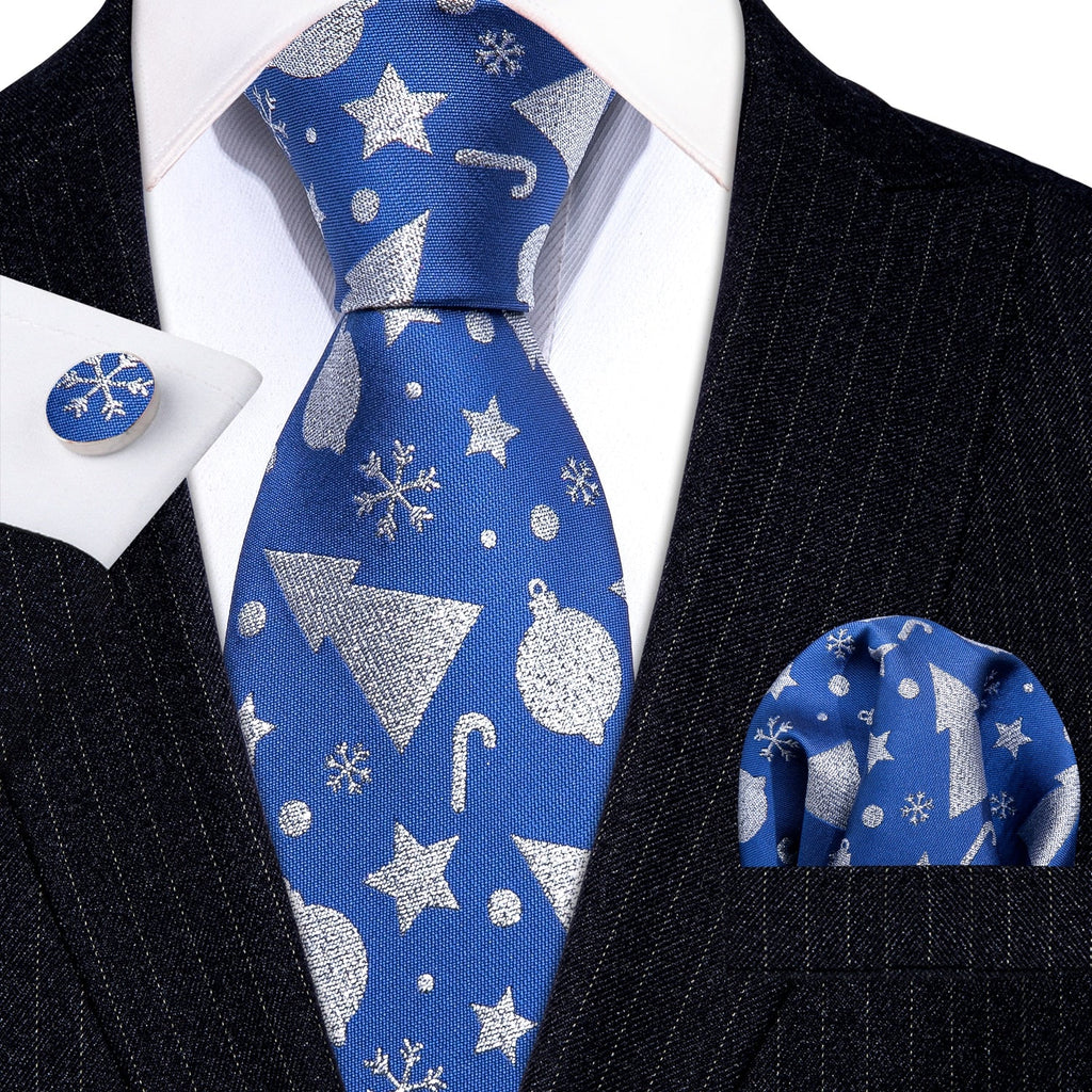 Snow Decorations Silk Tie Set - GentCrest