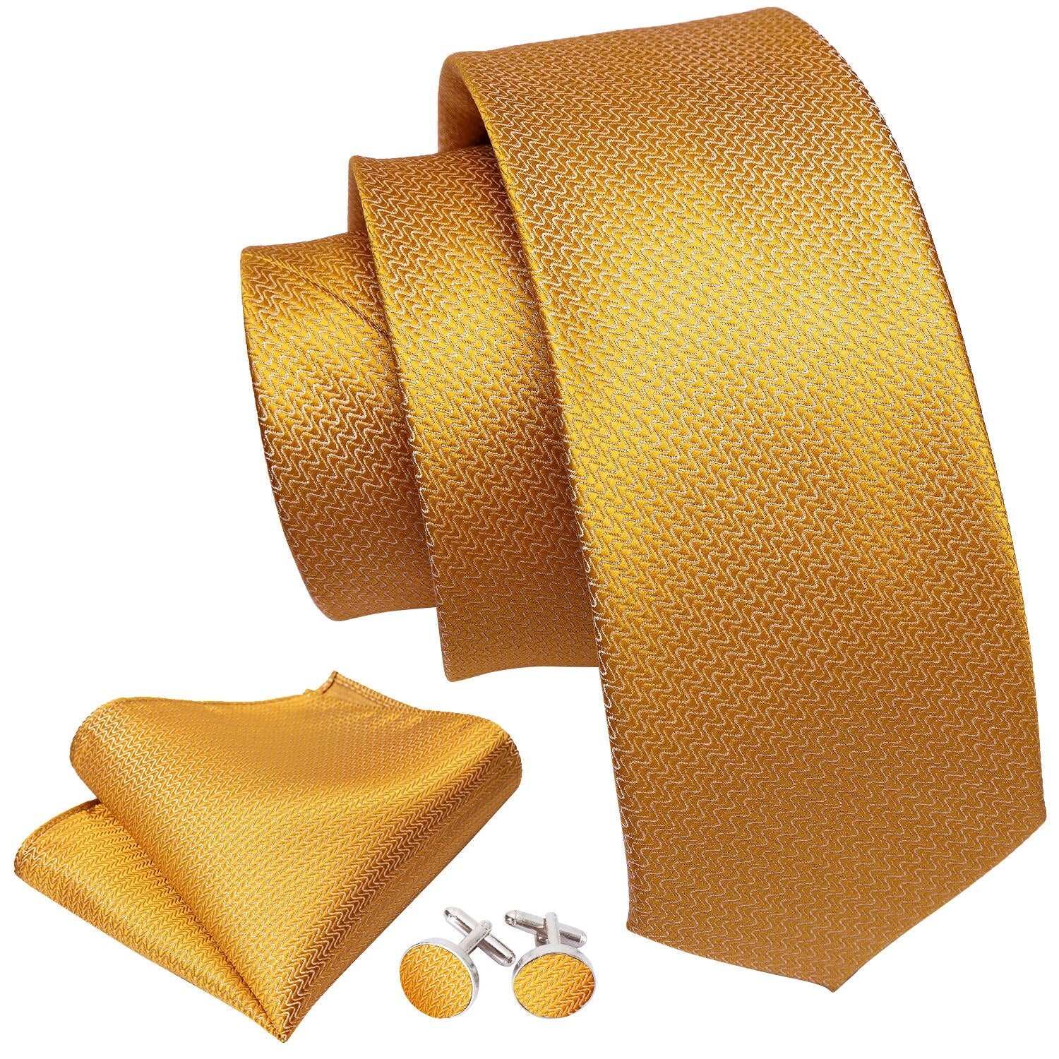 Golden Waves Silk Tie Set - GentCrest - View 3