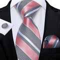 Pink Stripe Silk Tie Set - GentCrest