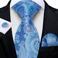 GentCrest Blue Floral Tie Hanky Cufflinks Set - Image 1