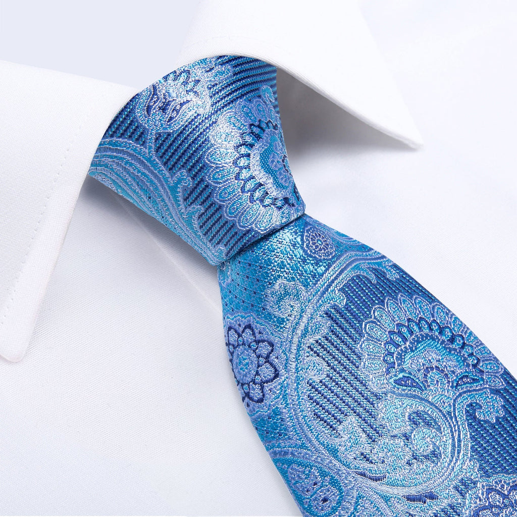 GentCrest Blue Floral Tie Hanky Cufflinks Set - Image 5