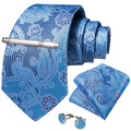 GentCrest Blue Floral Tie Hanky Cufflinks Set - Image 1