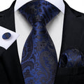 GentCrest Black Paisley Tie Hanky Cufflinks Set - Image 1