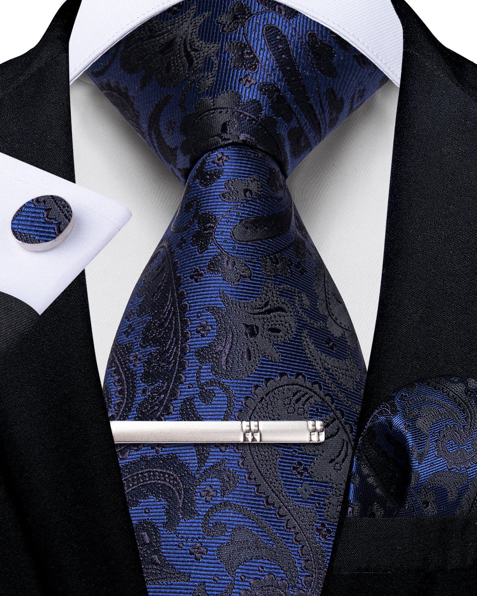 GentCrest Black Paisley Tie Hanky Cufflinks Set - Image 3