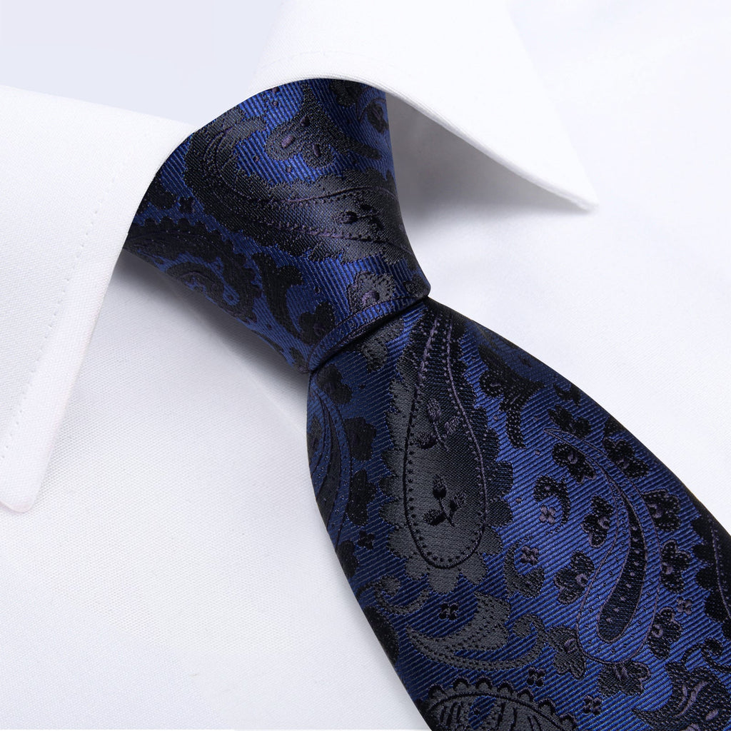 GentCrest Black Paisley Tie Hanky Cufflinks Set - Image 5