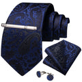 GentCrest Black Paisley Tie Hanky Cufflinks Set - Image 1