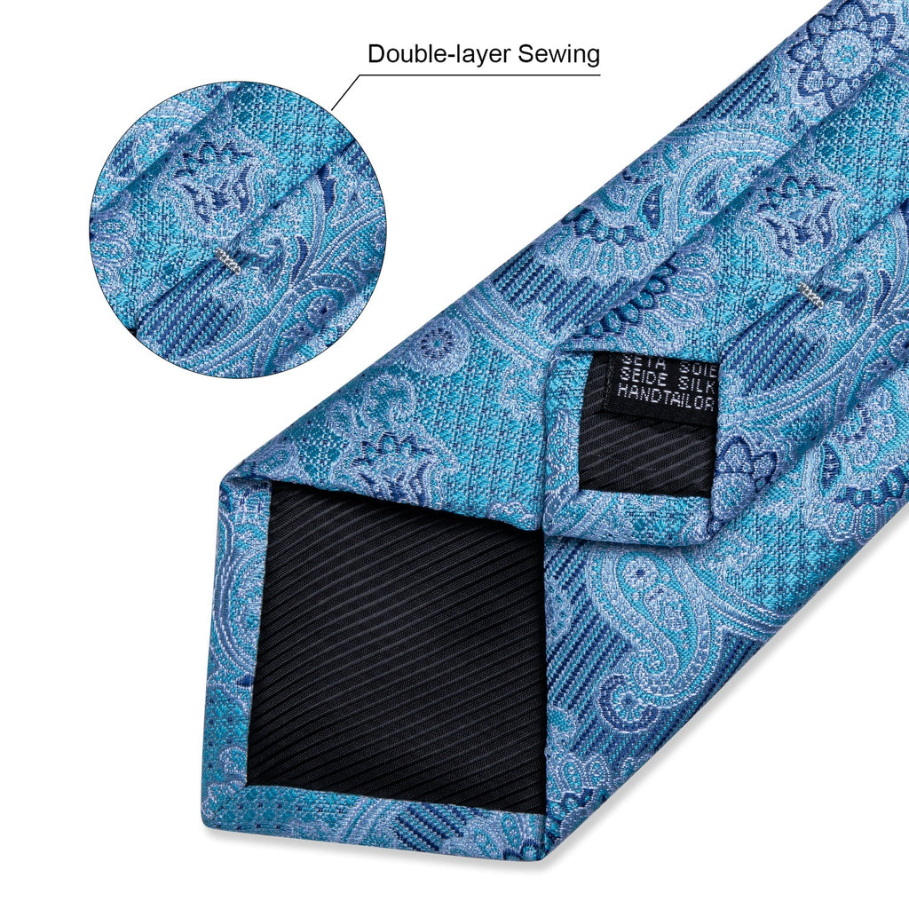 GentCrest Blue Paisley Tie With Clips - Image 5