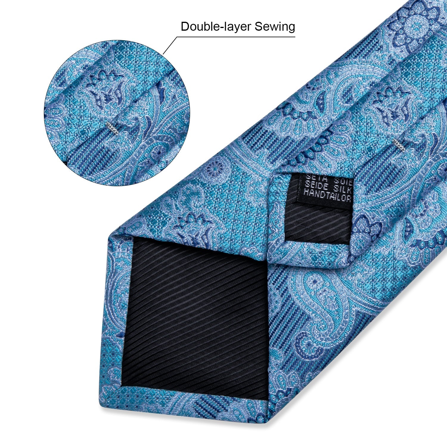 GentCrest Blue Paisley Tie With Clips - Image 5