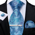 GentCrest Blue Paisley Tie With Clips - Image 1