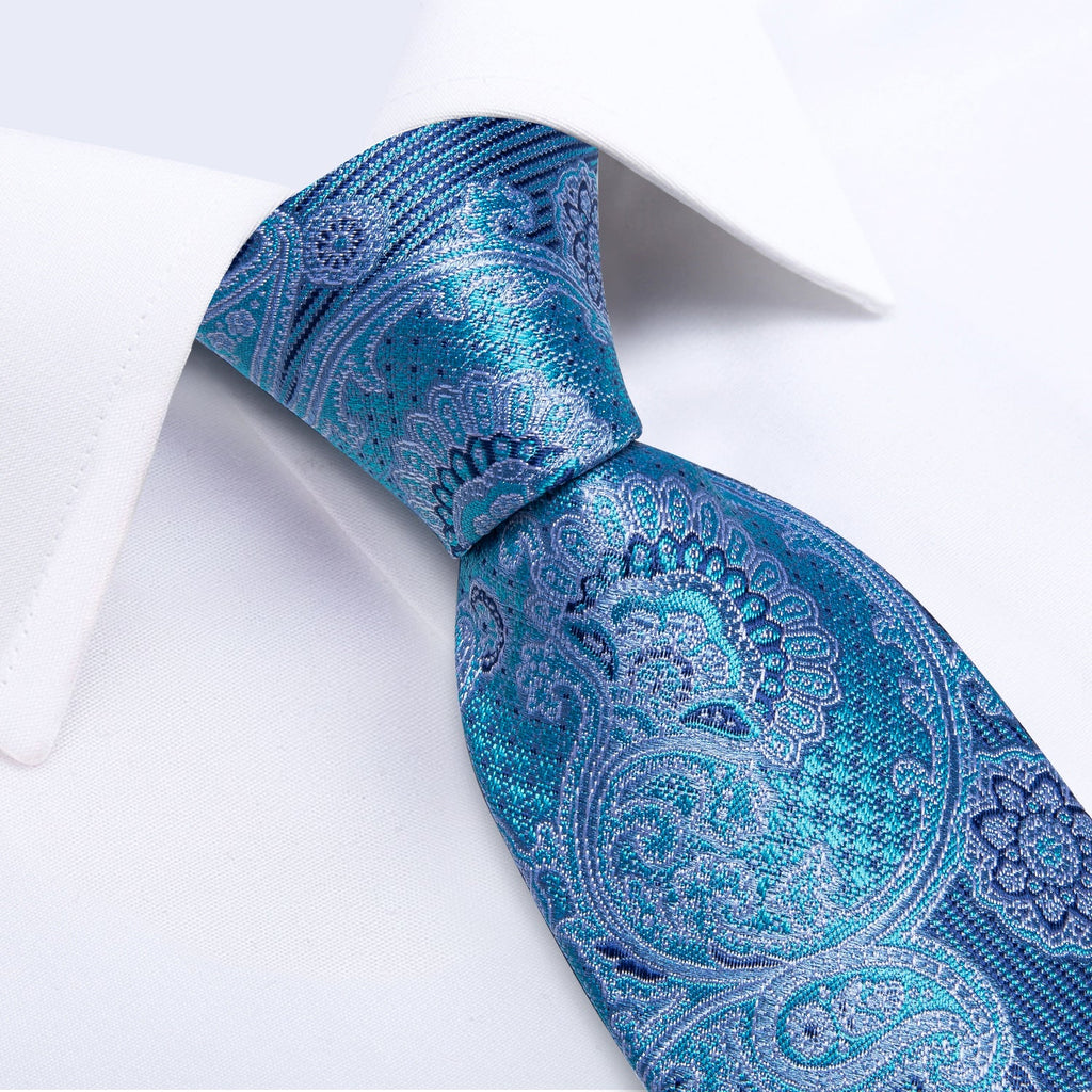 GentCrest Blue Paisley Tie With Clips - Image 3