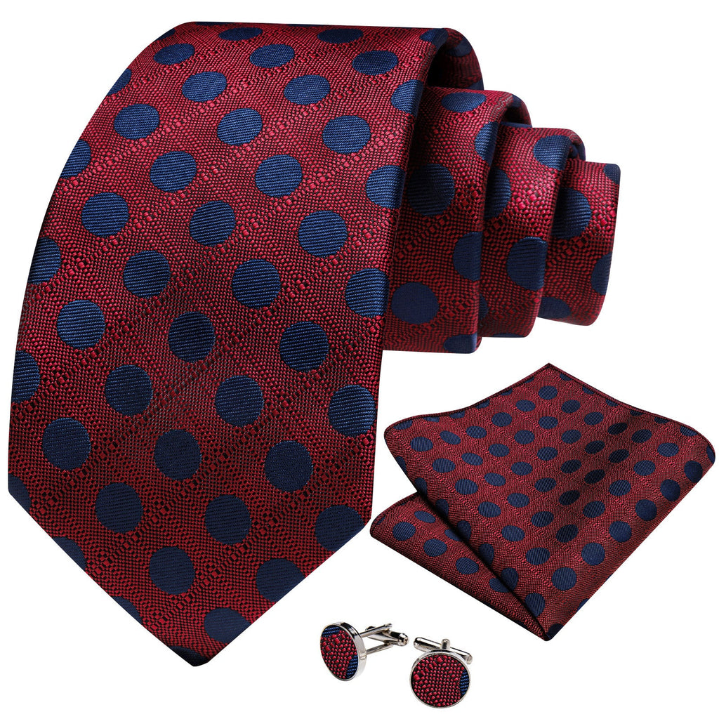 GentCrest Burgundy Polka Dot Tie Hanky Cufflinks Set - Image 3