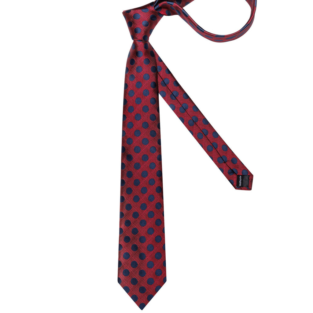 GentCrest Burgundy Polka Dot Tie Hanky Cufflinks Set - Image 6