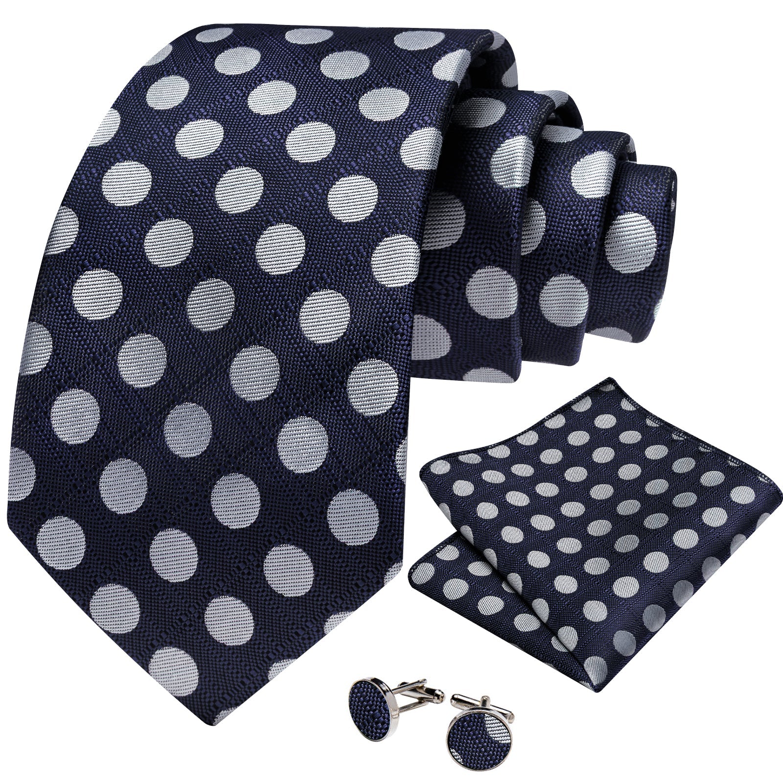 GentCrest Blue Polka Dot Tie Hanky Cufflinks Set - Image 2