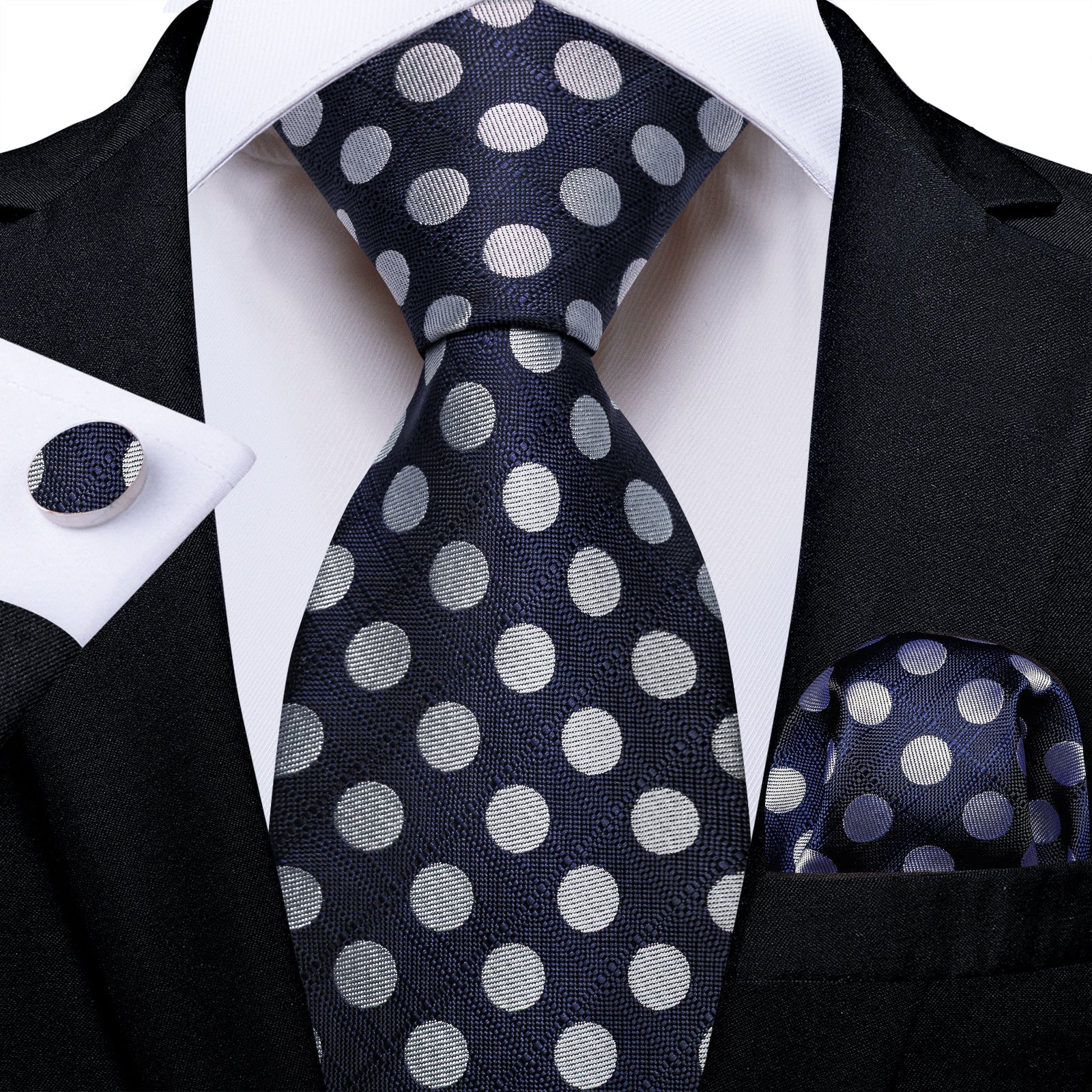 GentCrest Blue Polka Dot Tie Hanky Cufflinks Set - Image 1