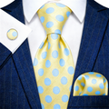 GentCrest Yellow Polka Dot Tie Hanky Cufflinks Set - Image 1
