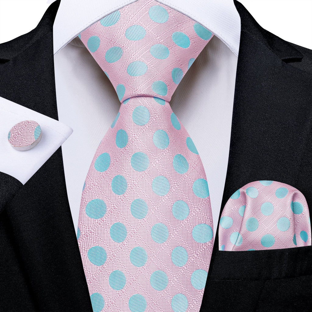 GentCrest Pink Polka Dot Tie Hanky Cufflinks Set - Image 1