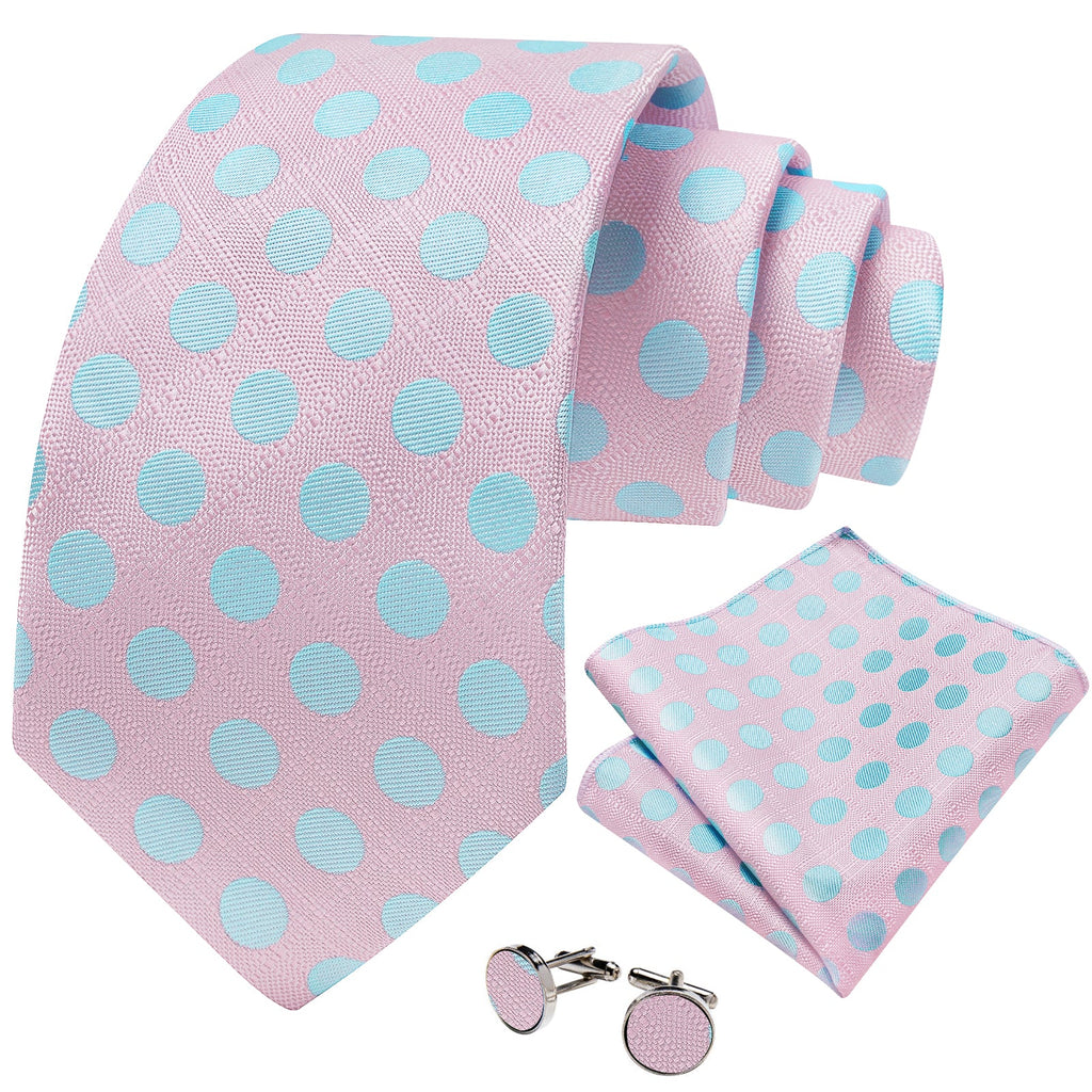 GentCrest Pink Polka Dot Tie Hanky Cufflinks Set - Image 2