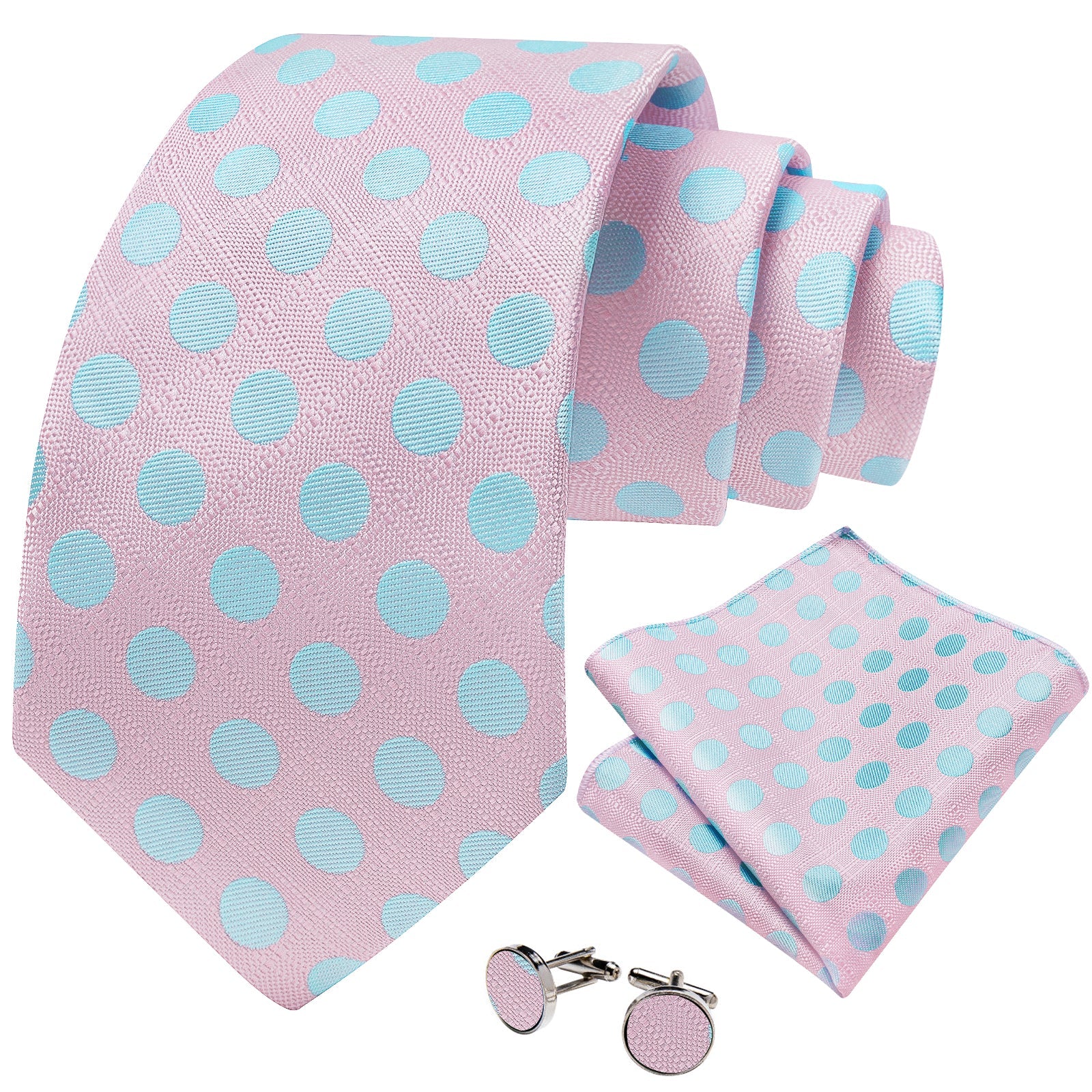 GentCrest Pink Polka Dot Tie Hanky Cufflinks Set - Image 2