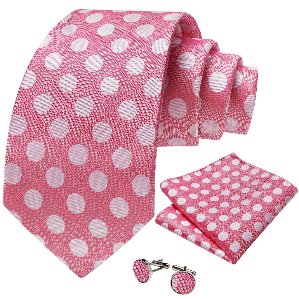 GentCrest Pink Polka Dot Tie Hanky Cufflinks Set - Image 2