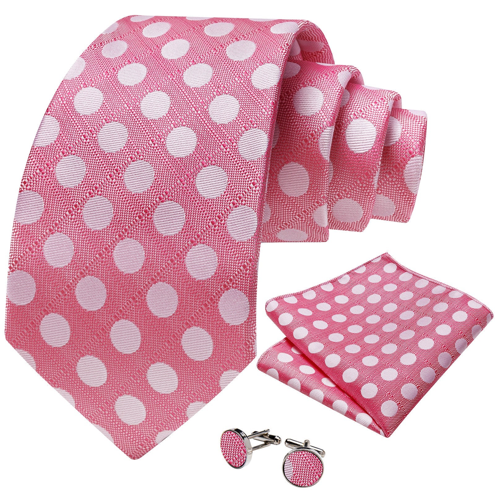 GentCrest Pink Polka Dot Tie Hanky Cufflinks Set - Image 2