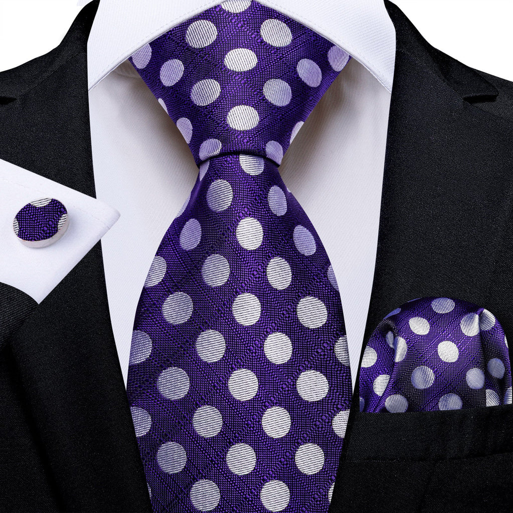 GentCrest Purple Polka Dot Tie Hanky Cufflinks Set - Image 1