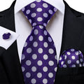 GentCrest Purple Polka Dot Tie Hanky Cufflinks Set - Image 1