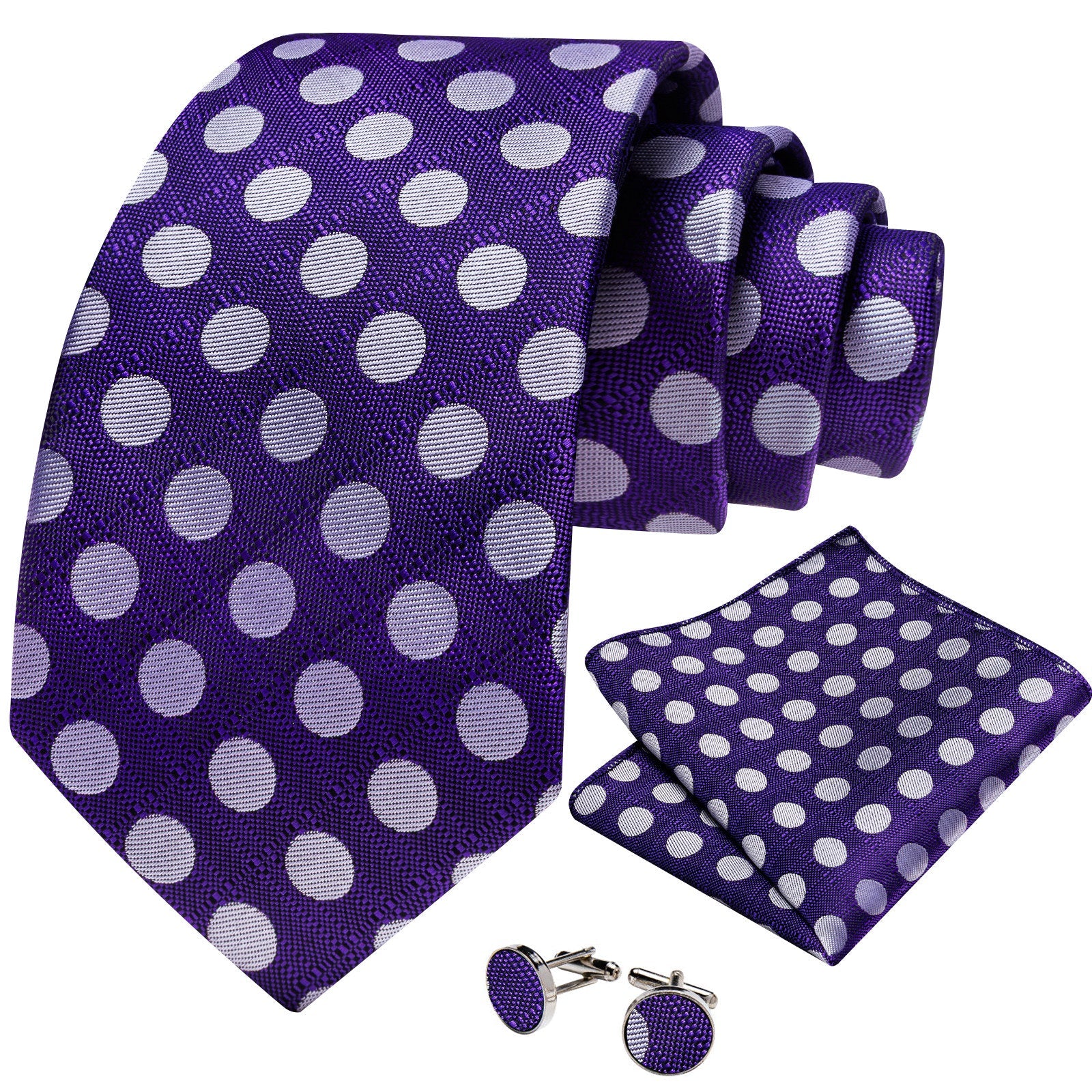 GentCrest Purple Polka Dot Tie Hanky Cufflinks Set - Image 3