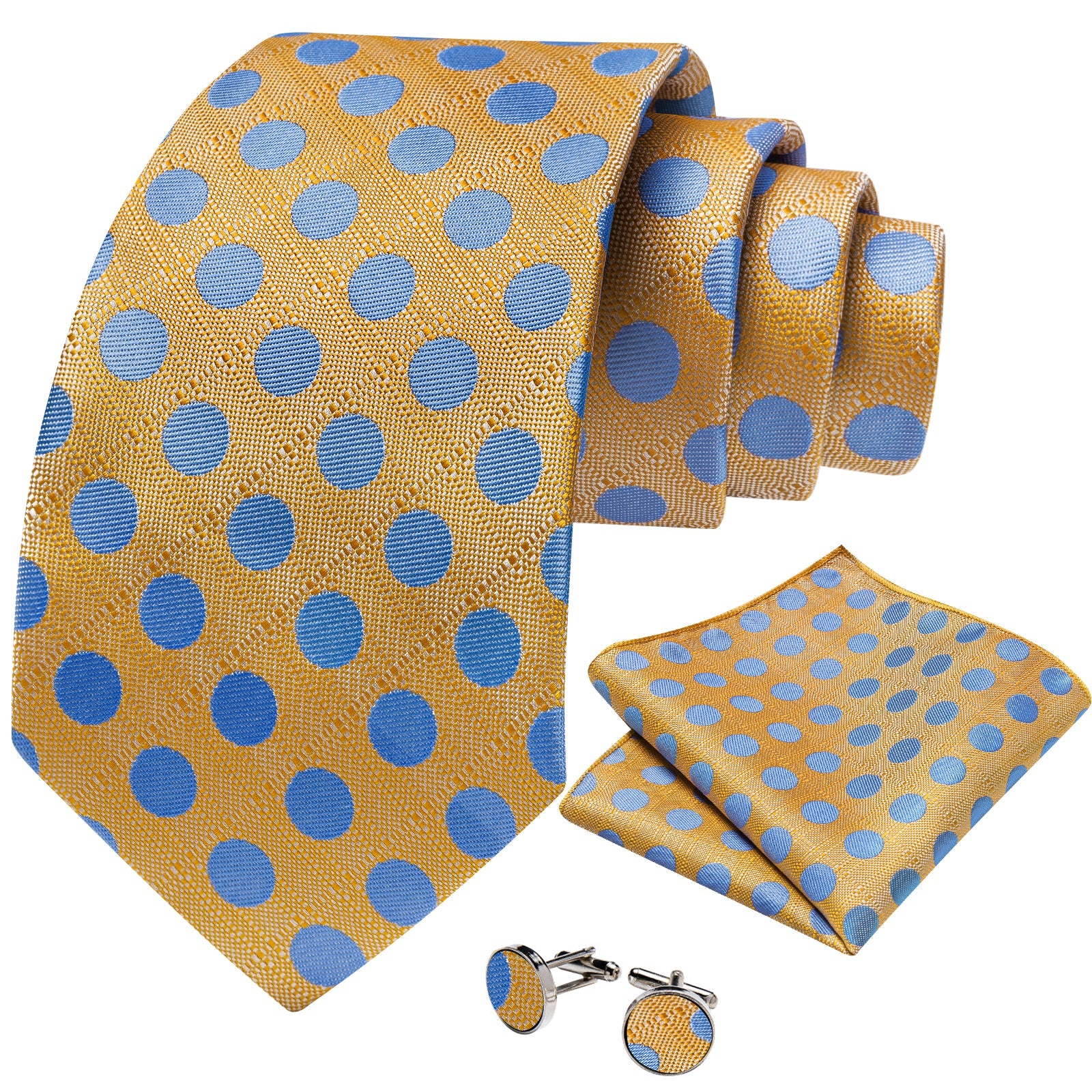 GentCrest Orange Polka Dot Tie Hanky Cufflinks Set - Image 2