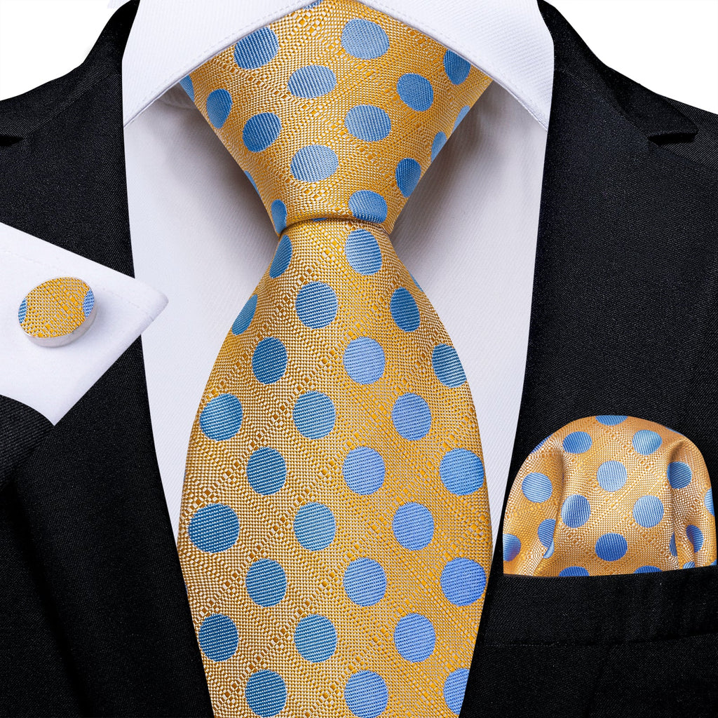 GentCrest Orange Polka Dot Tie Hanky Cufflinks Set - Image 1