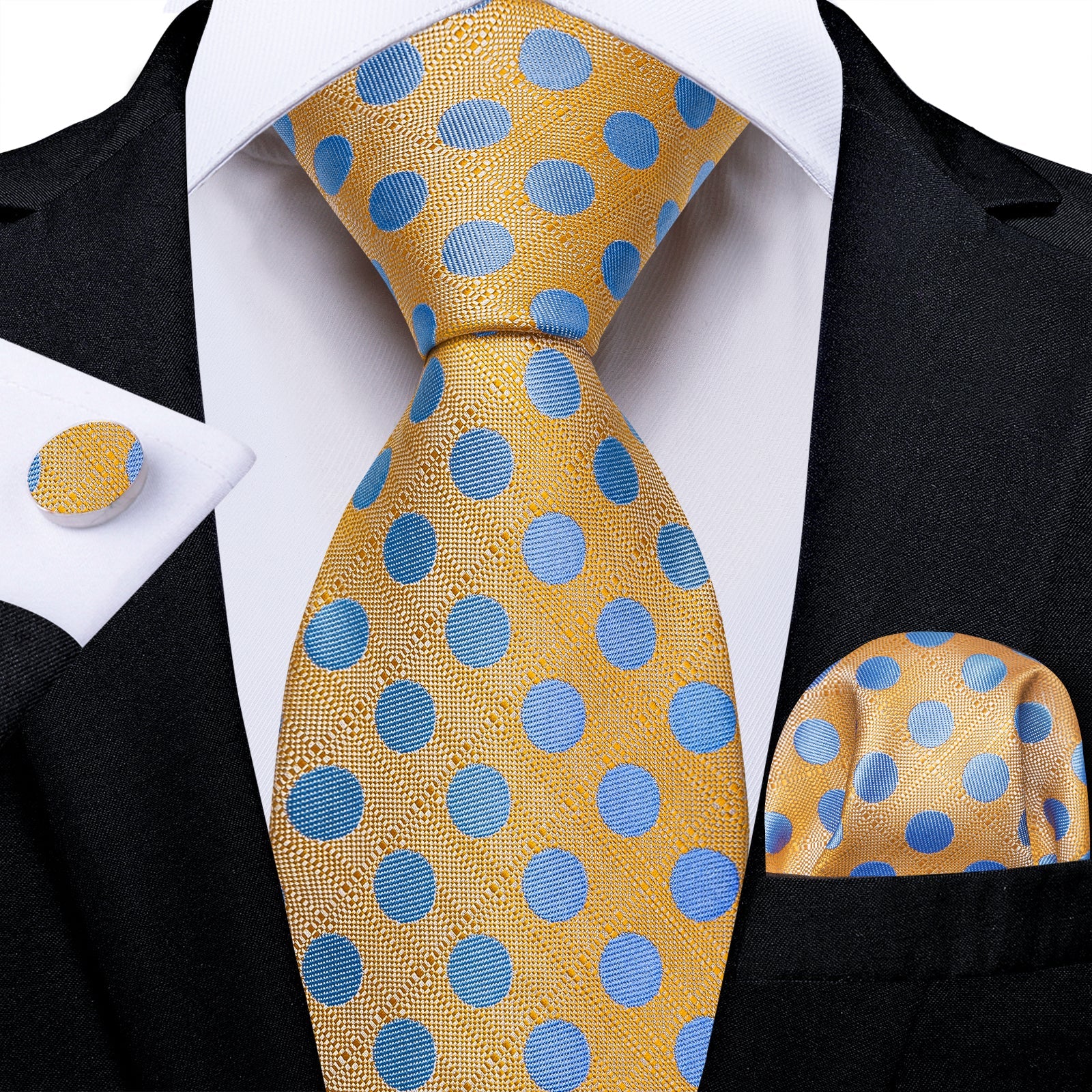 GentCrest Orange Polka Dot Tie Hanky Cufflinks Set - Image 1