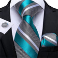 Houndstooth With Stripe Premium Silk Tie Silk Tie Set - GentCrest