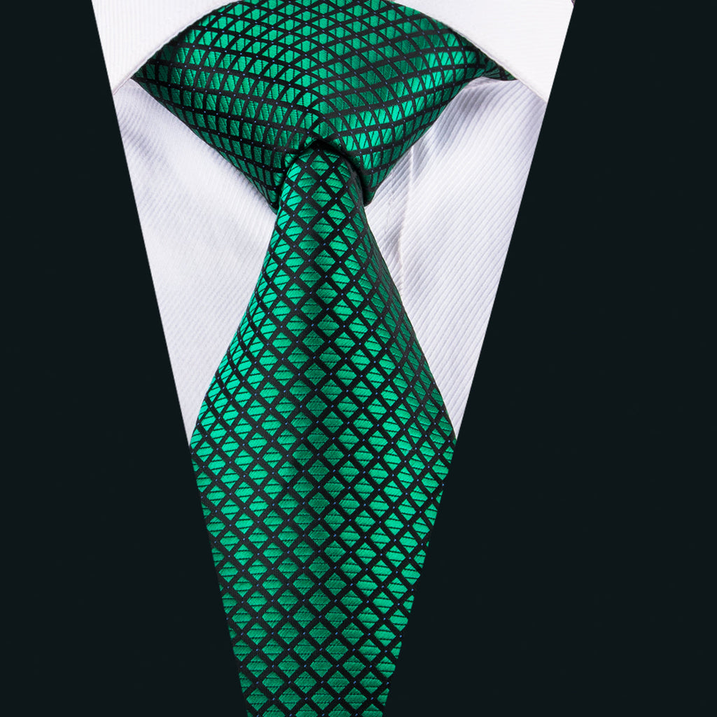 GentCrest Green Plaid Tie Hanky Cufflinks Set - Image 2