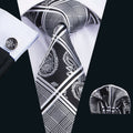 GentCrest Black Plaid Tie Hanky Cufflinks Set - Image 1