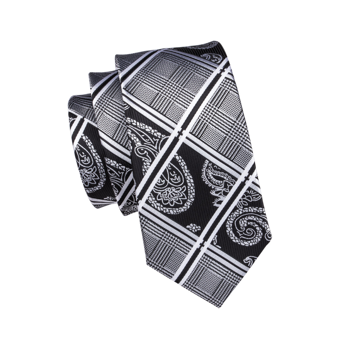 GentCrest Black Plaid Tie Hanky Cufflinks Set - Image 5