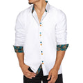 White with Green Paisley Accent Dress Shirt - GentCrest - View 6