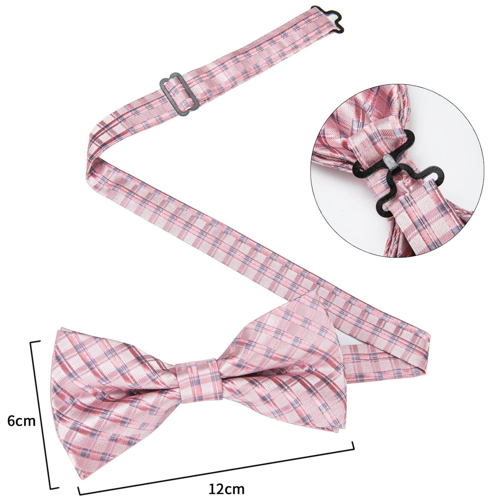 Black Silk Bow Tie Set with Pocket Square & Cufflinks - GentCrest - View 4