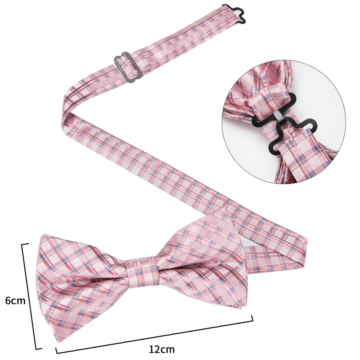 Black Silk Bow Tie Set with Pocket Square & Cufflinks - GentCrest - View 4