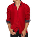 Red Silk with Black Paisley Accented Cuffs and Collar Dress Shirt - GentCrest - View 2