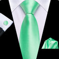 GentCrest Green Solid Tie Hanky Cufflinks Set - Image 1