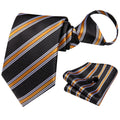 GentCrest Black Striped Tie Hanky Cufflinks Set - Image 1