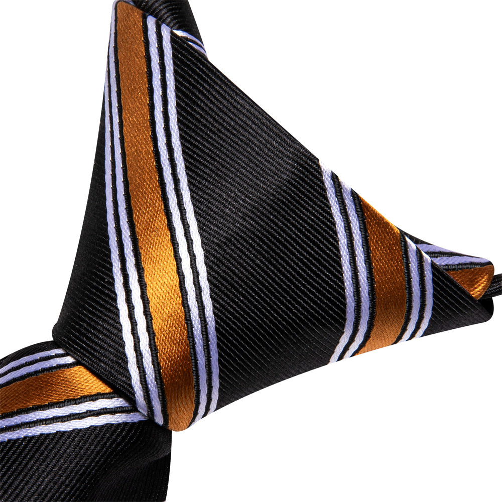 GentCrest Black Striped Tie Hanky Cufflinks Set - Image 4