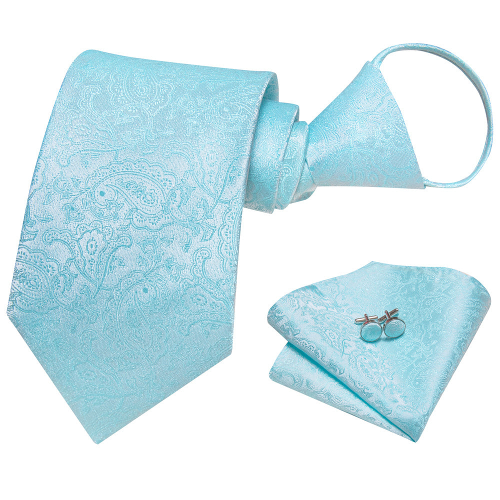 GentCrest Blue Paisley Tie Hanky Cufflinks Set - Image 1